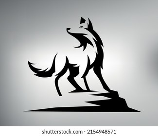 logotipo de lobo. dibujo de un tatuaje de lobo tribal. cazador de bosques de dibujo vectorial lobo salvaje