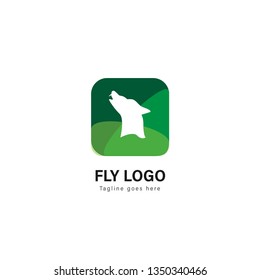 Wolf logo template design. Wolf logo with modern frame isolated on white background