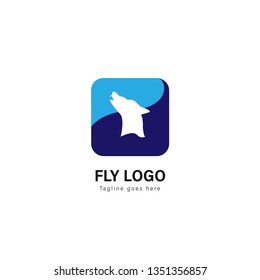 Wolf logo template design. Wolf logo with modern frame isolated on white background