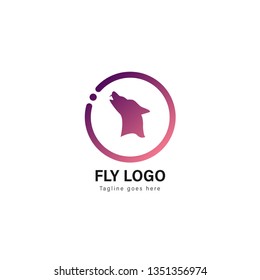 Wolf logo template design. Wolf logo with modern frame isolated on white background
