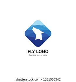 Wolf logo template design. Wolf logo with modern frame isolated on white background