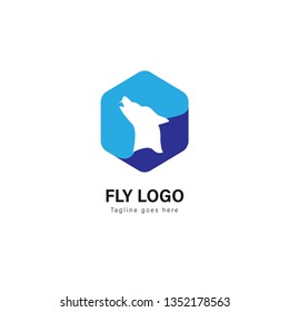 Wolf logo template design. Wolf logo with modern frame isolated on white background