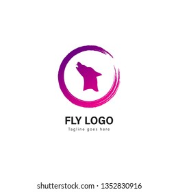 Wolf logo template design. Wolf logo with modern frame isolated on white background