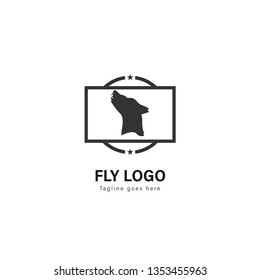 Wolf logo template design. Wolf logo with modern frame isolated on white background