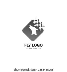 Wolf logo template design. Wolf logo with modern frame isolated on white background
