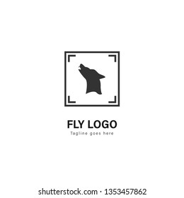 Wolf logo template design. Wolf logo with modern frame isolated on white background