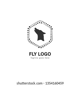 Wolf logo template design. Wolf logo with modern frame isolated on white background