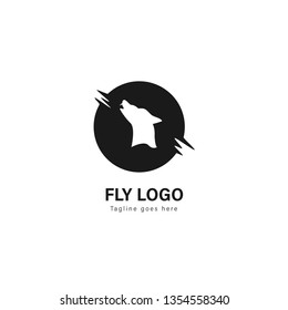Wolf logo template design. Wolf logo with modern frame isolated on white background