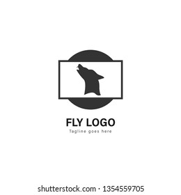 Wolf logo template design. Wolf logo with modern frame isolated on white background