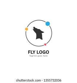 Wolf logo template design. Wolf logo with modern frame isolated on white background