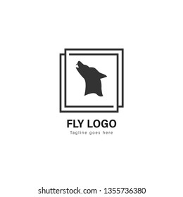 Wolf logo template design. Wolf logo with modern frame isolated on white background