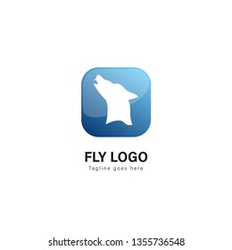 Wolf logo template design. Wolf logo with modern frame isolated on white background