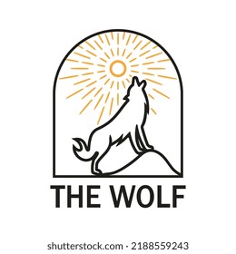 wolf logo template design vector, retro vintage
