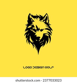 Wolf logo template. Vector
The front view of the symmetrical wolf looks dangerous. Vector icon
