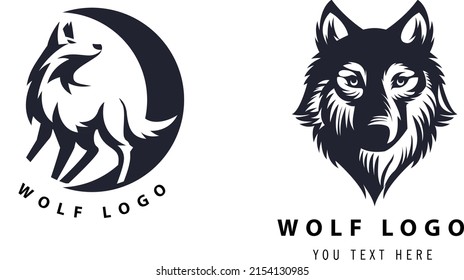 wolf logo templates classical dark silhouettes