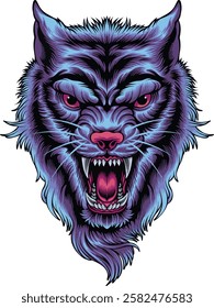 Wolf logo vector illustration a beast roaring an angry mood