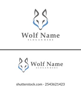 Ilustración vectorial del logo de Wolf. Plantilla de concepto de diseño de logotipo de Wolf Head