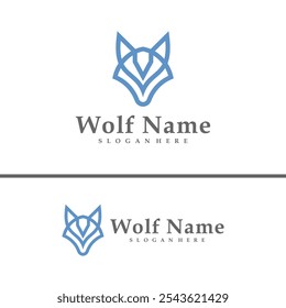 Wolf logo vector illustration. Wolf Head logo design concept template