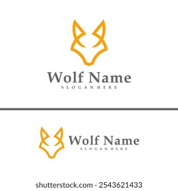 Ilustración vectorial del logo de Wolf. Plantilla de concepto de diseño de logotipo de Wolf Head