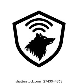 wolf logo vector line art monocrome