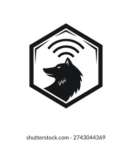 wolf logo vector line art monocrome