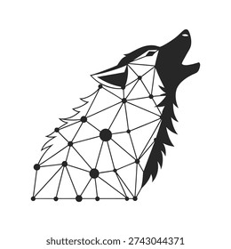 wolf logo vector line art monocrome