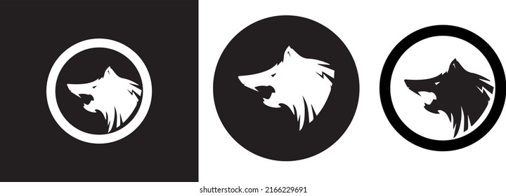 wolf logo white background vector design, 3 wolf logos