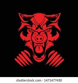 wolf logo of wild animal vector in beast face and silhouette of coyote or wolves