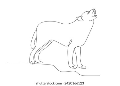 A wolf is looking for prey. Wolf one-line drawing