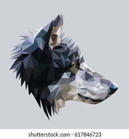 Wolf low poly design. Triangle vector illustration.