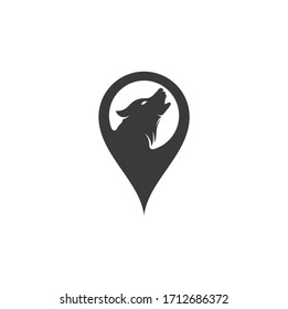 Wolf map pin shape concept Logo Design. Modern professional wolf logo design. Wolf head logo vector