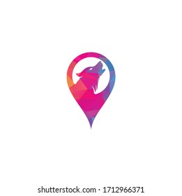 Wolf map pin shape concept Logo Design. Modern professional wolf logo design. Wolf head logo vector	
