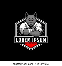 wolf martial arts MMA athletes vector logo template