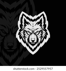 Lobo mascote animal esport ilustração logotipo design, preto branco