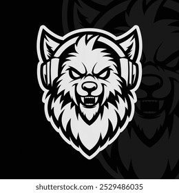 Wolf mascot esport illustration v4, black white