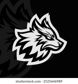 Wolf mascot esport logo design, black white