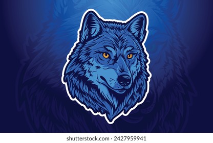 Wolf mascot Logo with Blue background vector