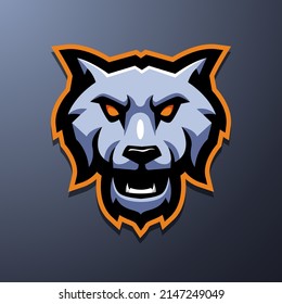 Diseño del logo de la mascota Wolf para juegos y deportes