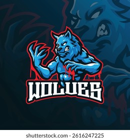 Wolf mascot logo design with modern illustration concept style for badge, emblem and t shirt printing. Angry wolf illustration for sport team.