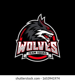 wolf mascot logo design vector with modern illustration concept style for badge, emblem and tshirt printing. angry wolf illustration for sport team.