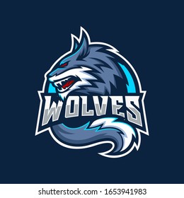 wolf mascot logo design vector with modern illustration concept style for badge, emblem and tshirt printing. angry wolf illustration for sport team.