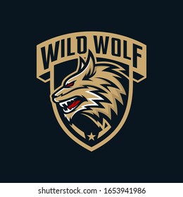 wolf mascot logo design vector with modern illustration concept style for badge, emblem and tshirt printing. angry wolf illustration for sport team.