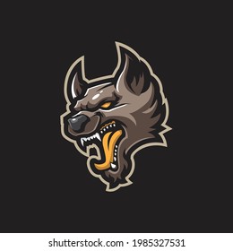 Wolf mascot logo design vector with modern illustration concept style for badge, emblem and t shirt printing. Angry wolf illustration for sport team.