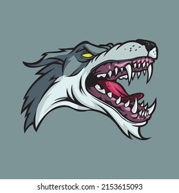 Wolf mascot logo design vector illustration. Like a beast. Editable strokes with background.