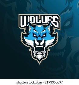 wolf mascot logo design vector with modern illustration concept style for badge, emblem and t shirt printing. angry wolf head illustration for sport and esport team.