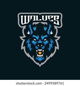 Wolf mascot logo design vector with modern illustration concept style for badge, emblem and t shirt printing. Head wolf illustration for sport and esport team.