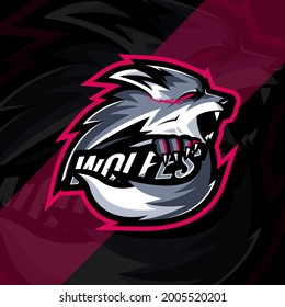Wolf mascot logo esport template design