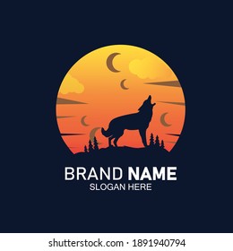 wolf mascot logo flat design vector