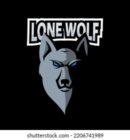 Wolf mascot logo. Gray color illustration.