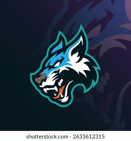 Wolf mascot logo with modern illustration concept style for badge, emblem and t shirt printing. Angry wolf head illustration.